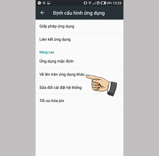 Chọn vẽ lên trên ứng dụng khác